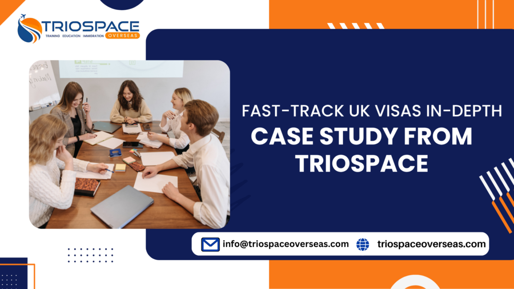 TrioSpace consultant assisting a student with fast-track UK visa documents