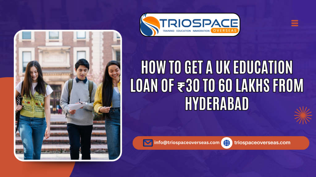 Student reviewing UK education loan documents at a Hyderabad bank